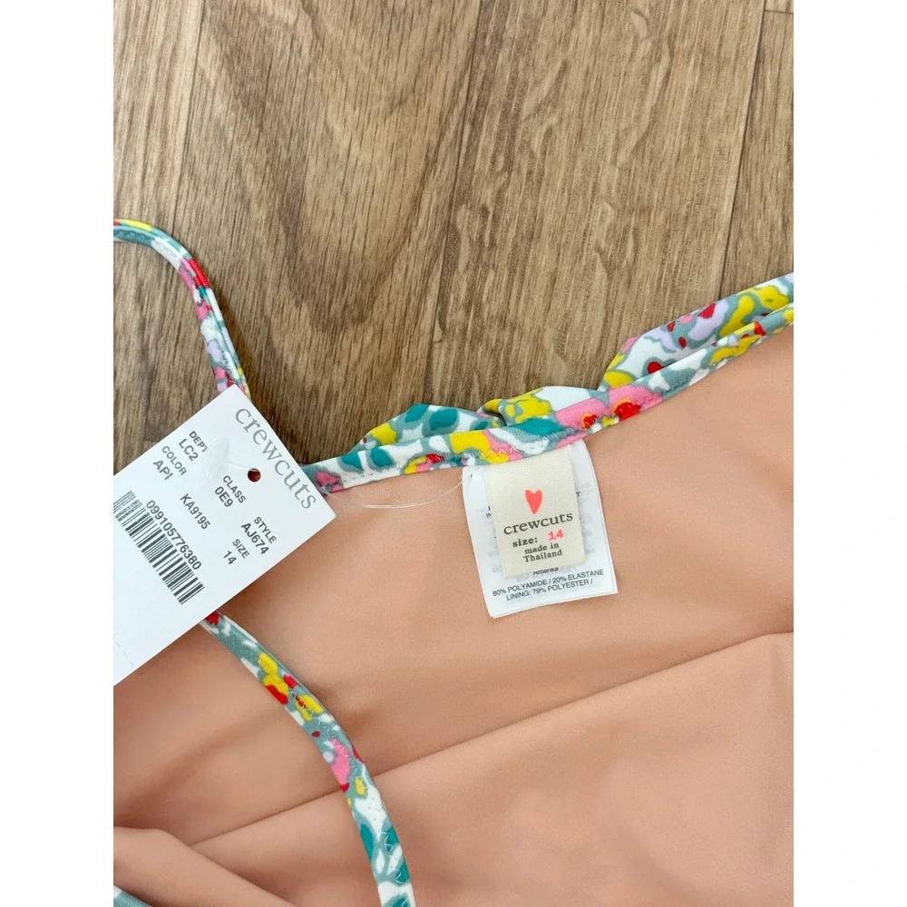 Crewcuts J.Crew Girls Floral One-Shoulder Ruffle Swimsuit One-Piece Size 14 NWT